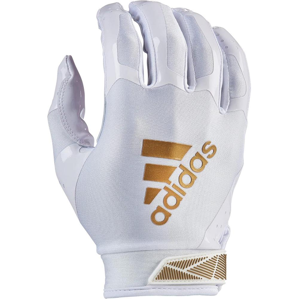 imageadidas Adifast 30 Youth Football Receiver Glove Multiple StylesWhiteMetallic Gold