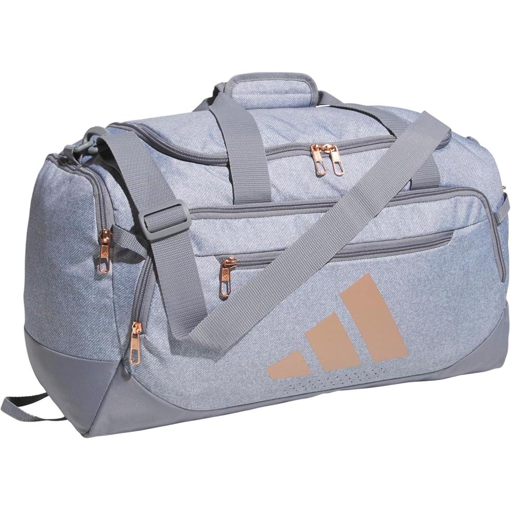 imageadidas Defender 50 Duffel Bag  Durable for Sports Gym ampamp TravelTwill GreyRose Gold