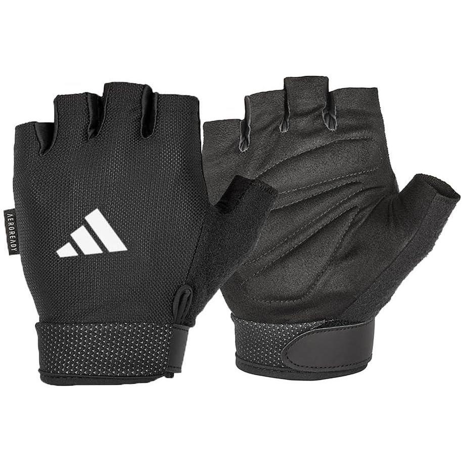 imageadidas Essential Training ampamp Weightlifting Gloves Fingerless Workout GlovesBlack LogoWhite