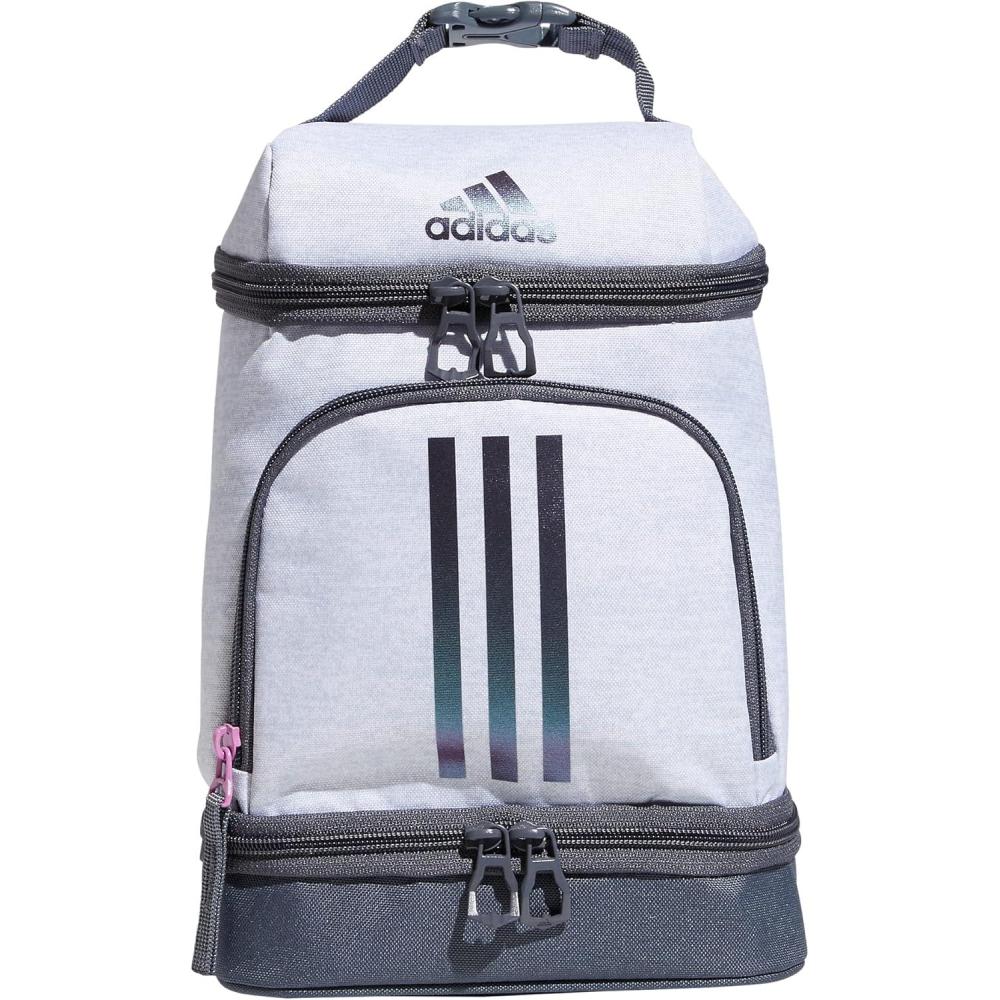 imageadidas Excel Insulated Lunch Bag Cooler with Zipper Pocket for Ice Pack and Clip Temperature Control InsulationJersey WhiteShadow ChromeOnix Grey
