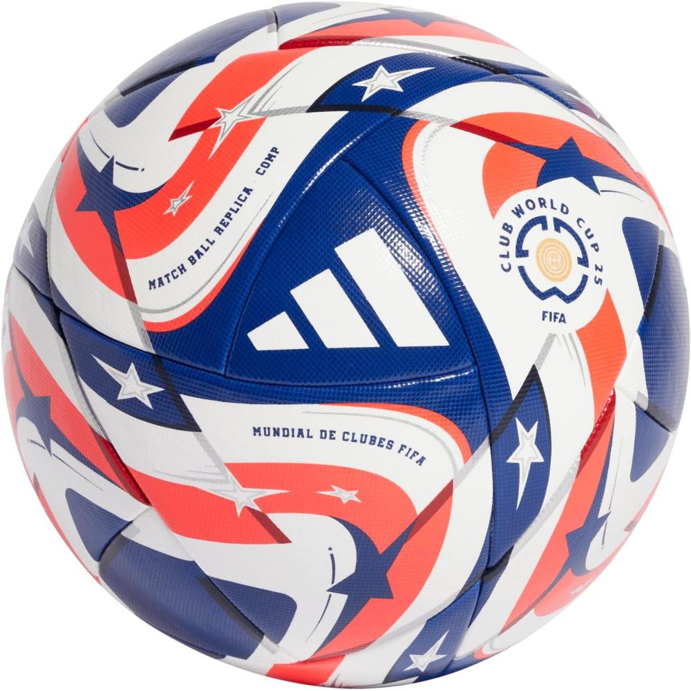 imageadidas FIFA Club World Cup Competition Ball Thermally Bonded Seamless Construction FIFA Quality Pro Certified Bold Design Inspired by Flags and StarsWHITEPOBLUEDKBLUELUCRE
