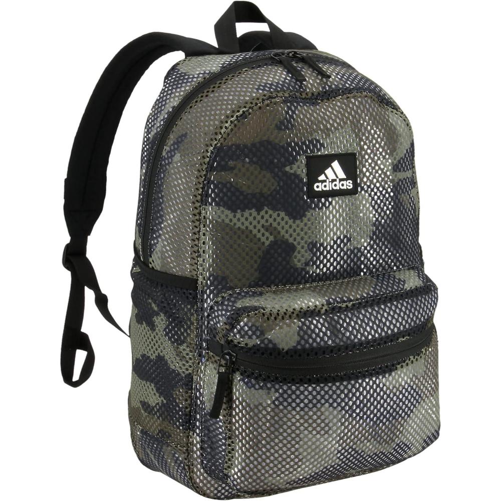 imageadidas Hermosa Mesh Backpack SeeThrough Transparent Clear Festival Bag BlackWhite20 One SizeCore Camo Legacy Green20
