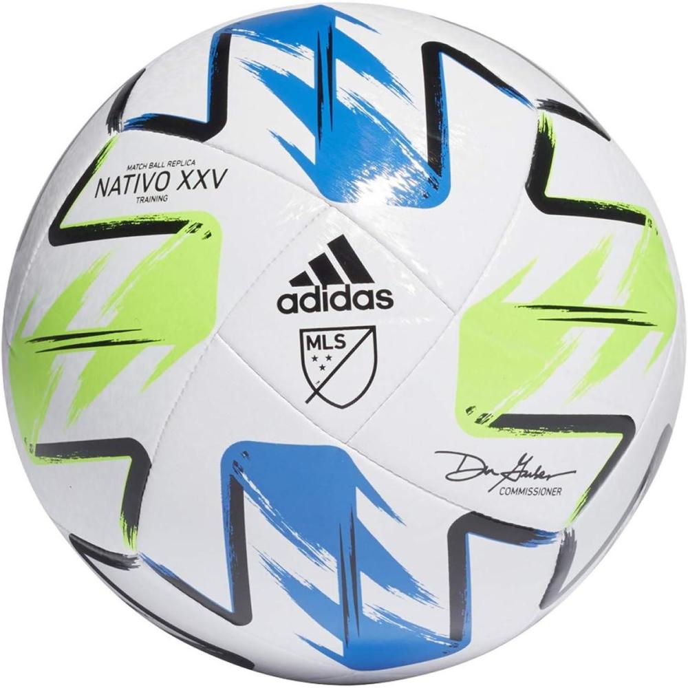 imageadidas MLS Nativo XXV Training BallWhiteSolar GreenGlory BlueSilver Metallic