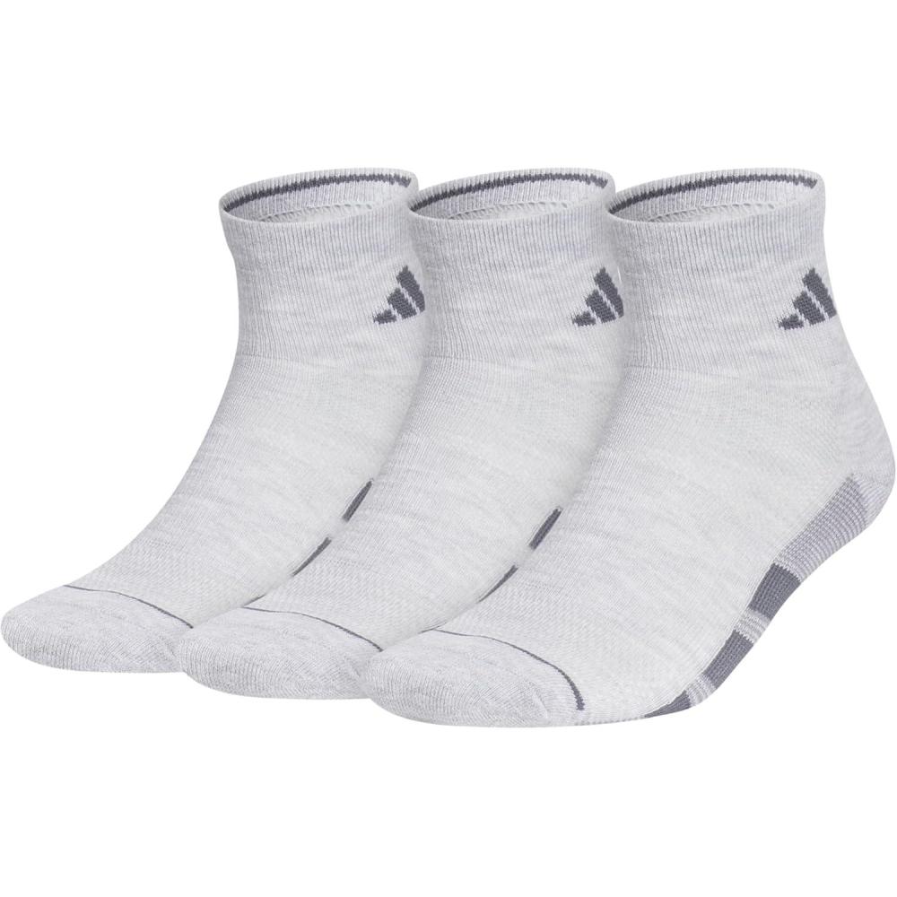 imageadidas Mens All Day Training Quarter Socks sports performance above the ankle height with cushioning for running 3PairCool Light HeatherOnix GreyGrey