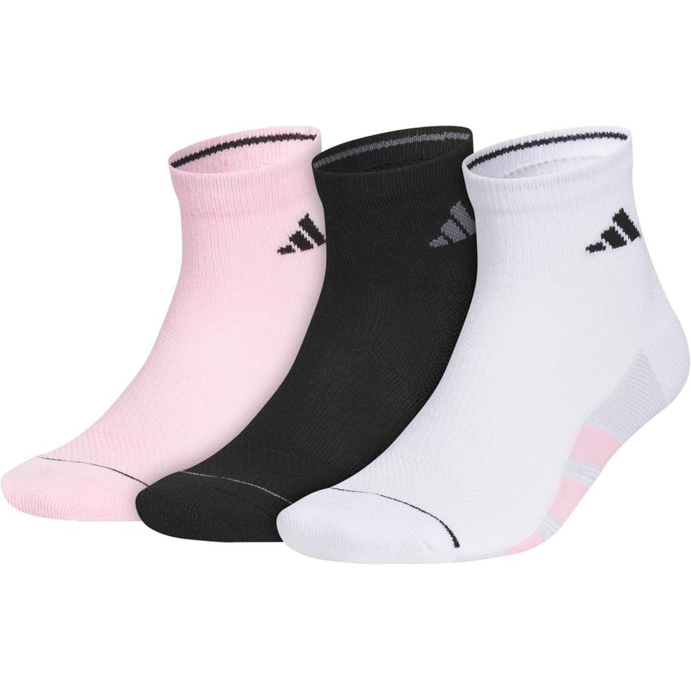 imageadidas Mens All Day Training Quarter Socks sports performance above the ankle height with cushioning for running 3PairTrue PinkBlackWhite