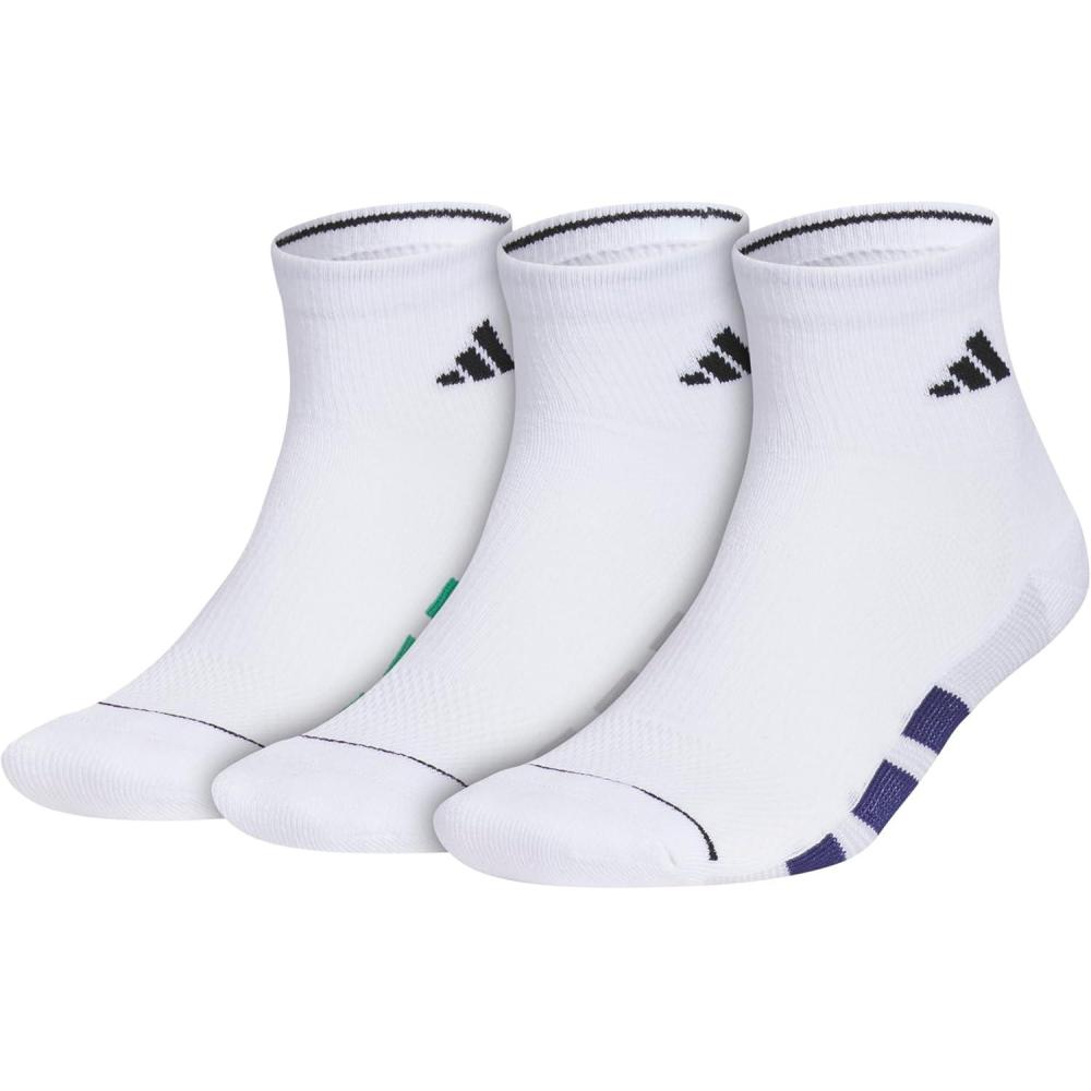 imageadidas Mens All Day Training Quarter Socks sports performance above the ankle height with cushioning for running 3PairWhiteSemi Court GreenDark Blue