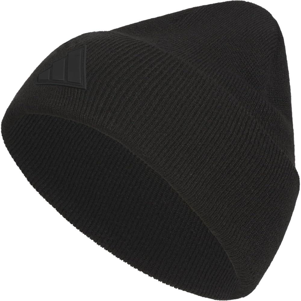 imageadidas Mens Beanie  Postseason Tall Fit Slouchy Cuffed Knit Winter HatBlackBlackCarbon Grey