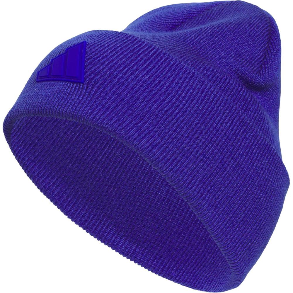 imageadidas Mens Beanie Postseason Tall Fit Slouchy Cuffed Knit Winter HatSemi Lucid BlueBlack