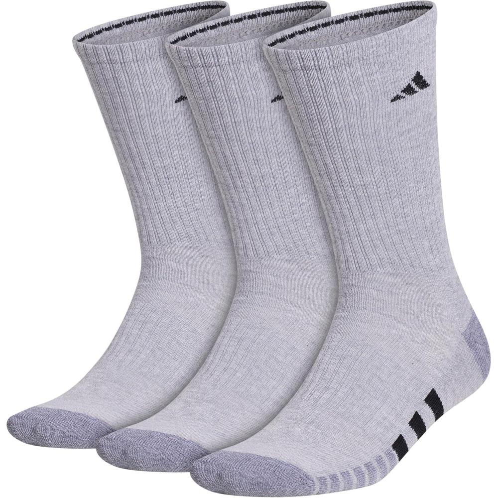 imageadidas Mens Crew Socks 3Pack  Cushioned for WorkoutCool Light HeatherGreyBlack