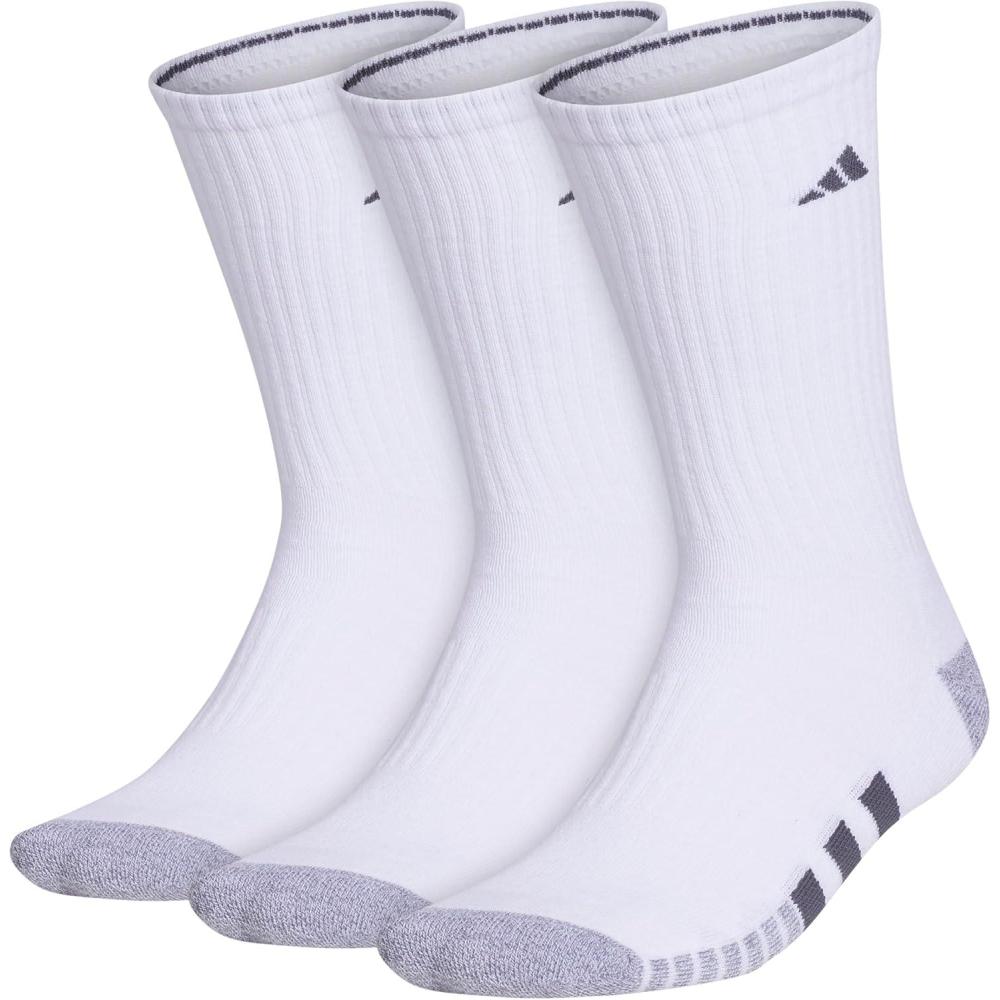 imageadidas Mens Crew Socks 3Pack  Cushioned for WorkoutWhiteGreyOnix Grey
