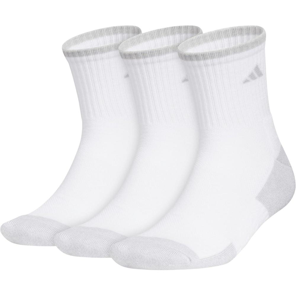 imageadidas Mens Cushioned X 4 3Pack MidCrew SockWhiteClear Onix Grey