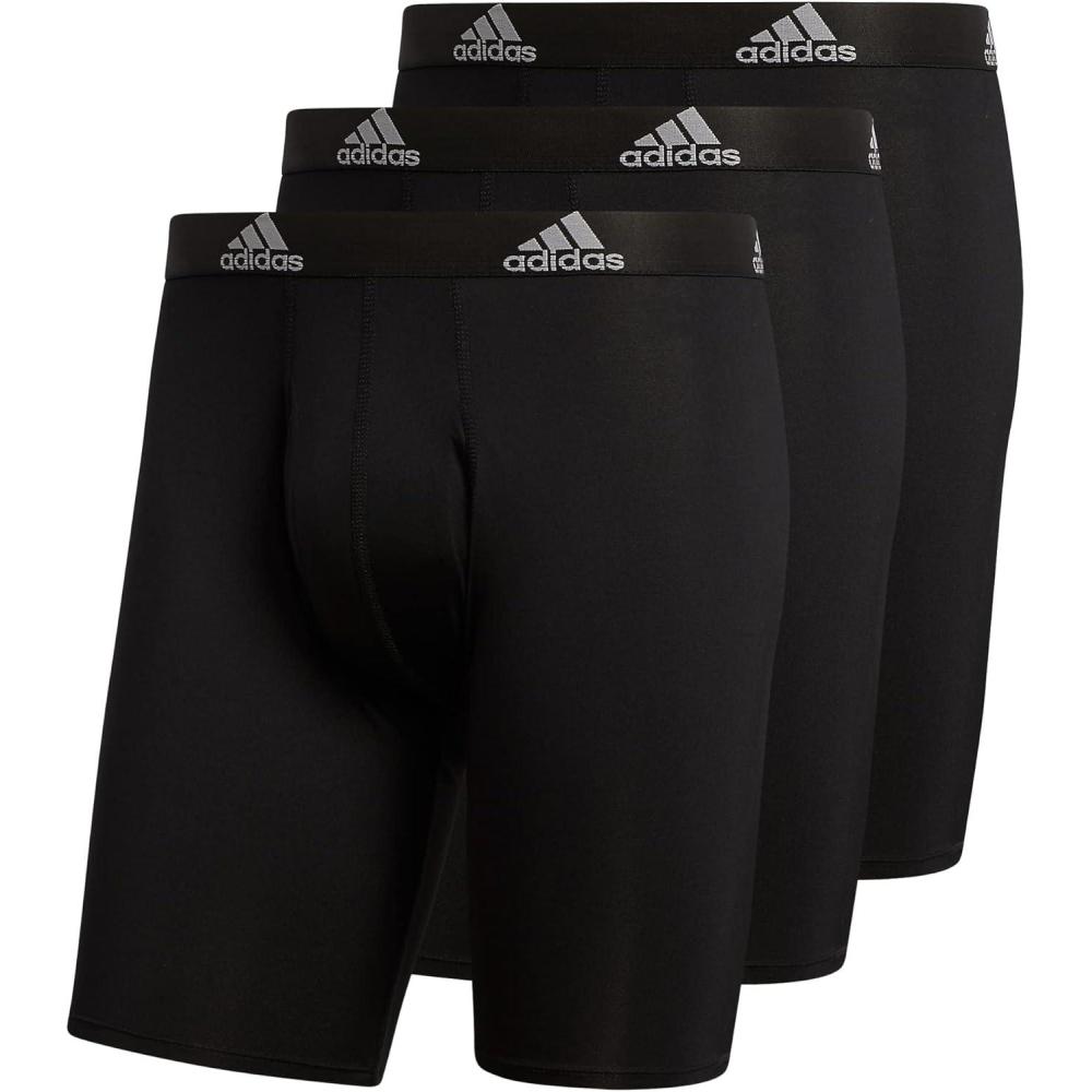 imageadidas Mens Performance 3Pack Long Boxer Brief Underwear Boxer Briefs 3Pack Long Mens Underwear PackBlackLight Onix GreyPerformance
