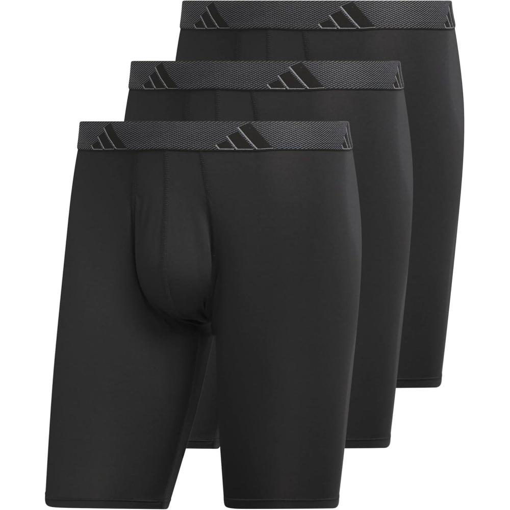 imageadidas Mens Performance 3Pack Long Boxer Brief Underwear Boxer Briefs  3Pack Long Mens Underwear PackBlackOnix GreyBlackMicrofiber