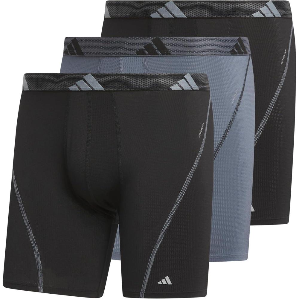 imageadidas Mens Performance Athletic Mesh Boxer Brief Underwear 3Pack Moisture Wicking Sport ComfortBlackOnix GreyBlack