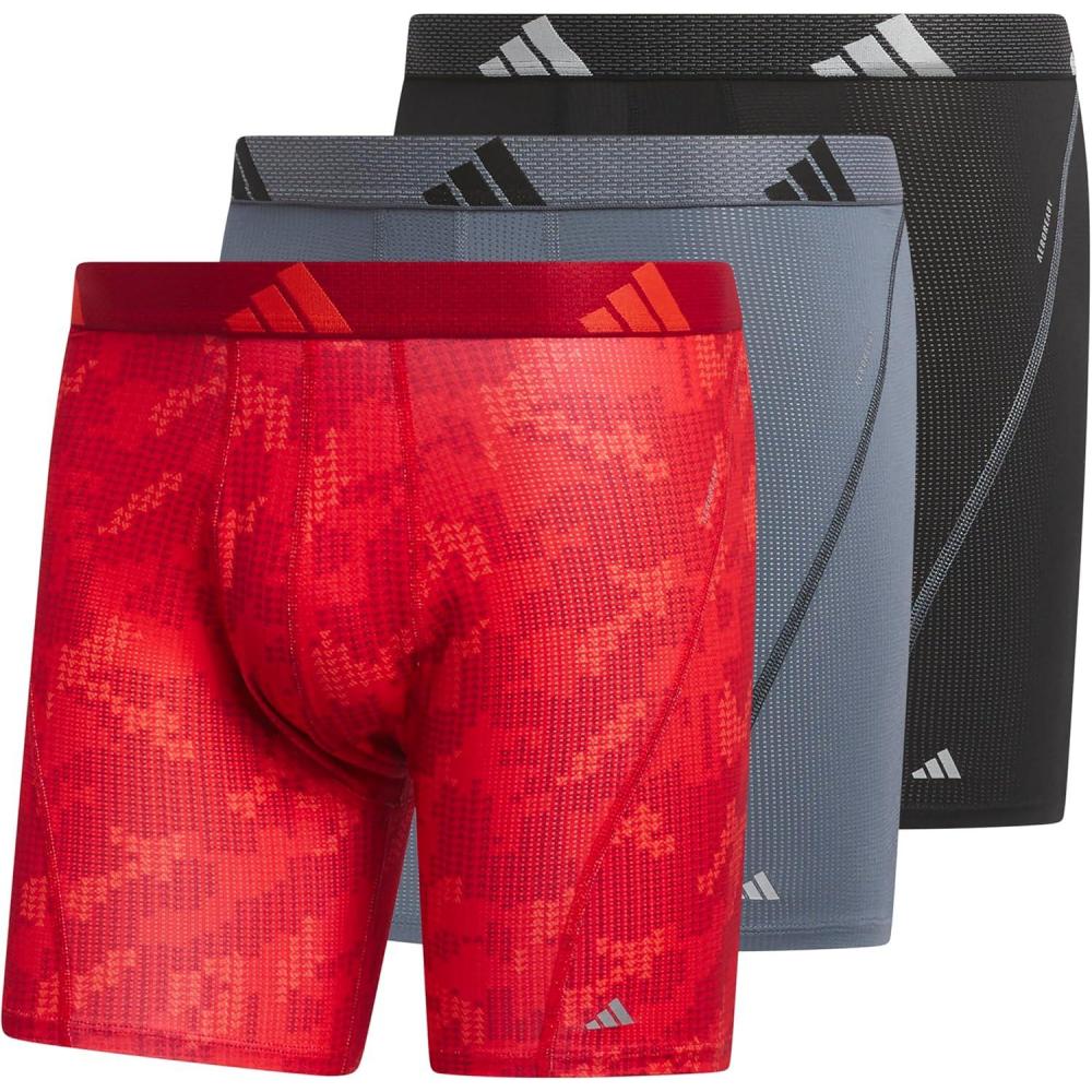 imageadidas Mens Performance Athletic Mesh Boxer Brief Underwear 3Pack Moisture Wicking Sport ComfortDigi Camo Better Scarletbright RedBetter ScarletBright Red