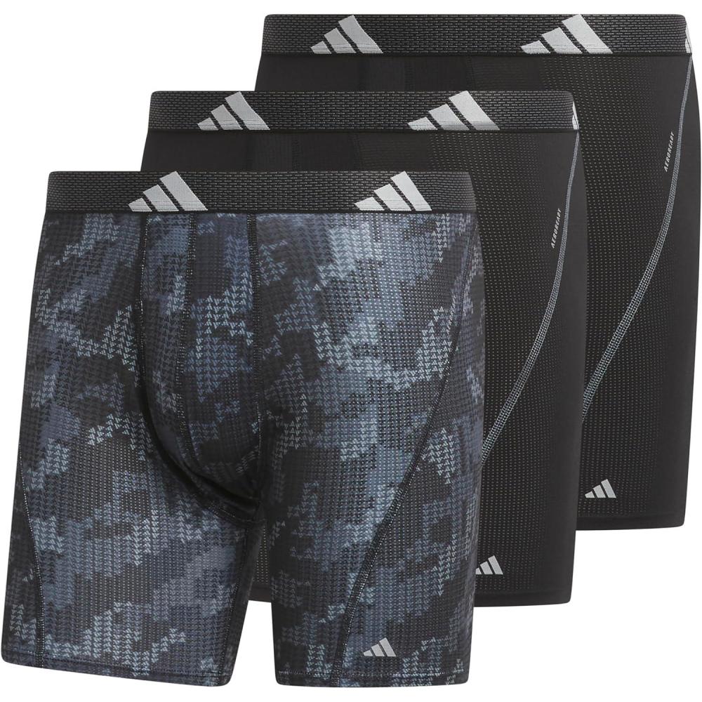 imageadidas Mens Performance Athletic Mesh Boxer Brief Underwear 3Pack Moisture Wicking Sport ComfortDigi Camo BlackonixBlackClear Grey
