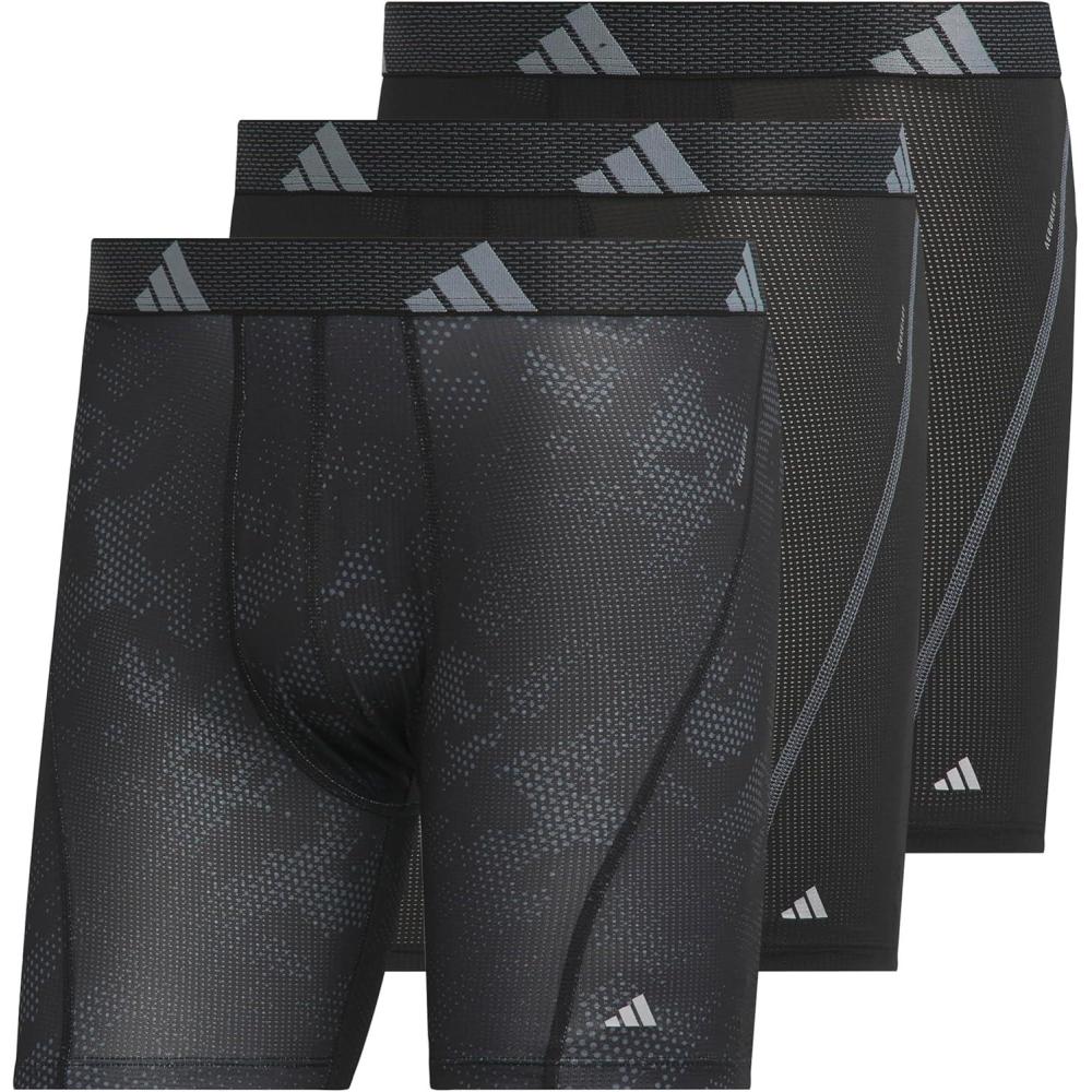 imageadidas Mens Performance Athletic Mesh Boxer Brief Underwear 3Pack Moisture Wicking Sport ComfortDrift OnixblackBlackBlack