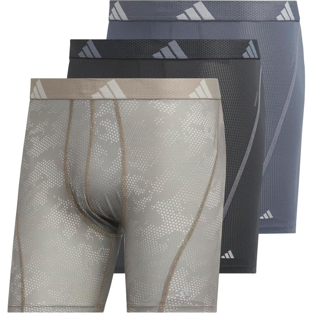 imageadidas Mens Performance Athletic Mesh Boxer Brief Underwear 3Pack Moisture Wicking Sport ComfortDrift Wonder Aluminaputty BeigeCarbon GreyOnix Grey