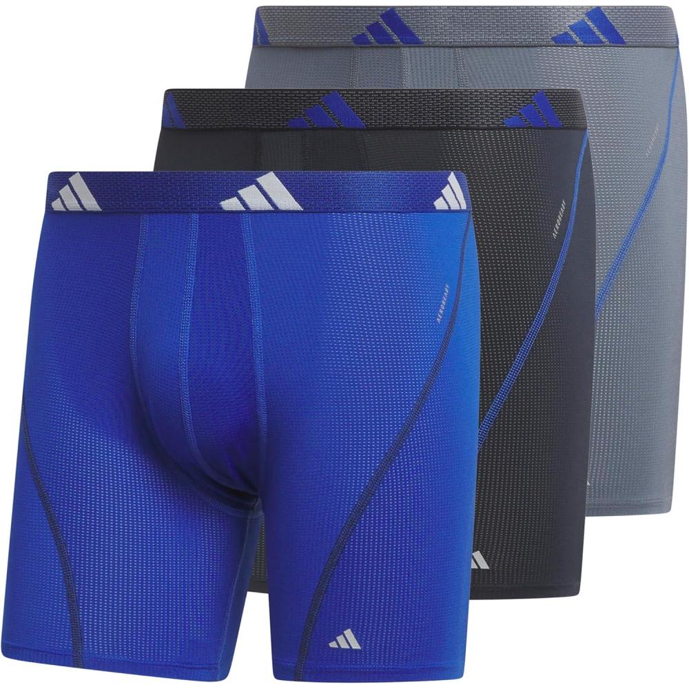 imageadidas Mens Performance Athletic Mesh Boxer Brief Underwear 3Pack Moisture Wicking Sport ComfortTeam Royal BlueLegend Ink BlueOnix Grey