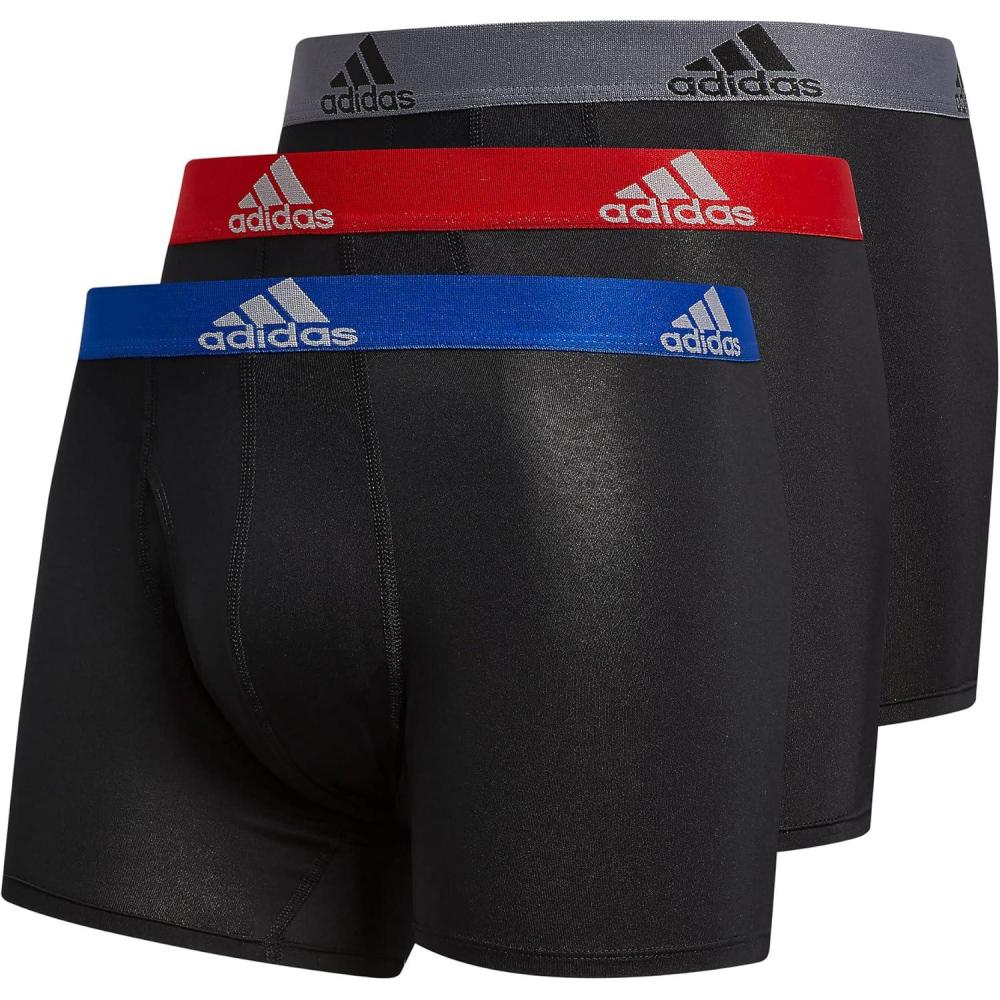 imageadidas Mens Stretch Cotton Boxer Brief Underwear 3Pack 2020BlackCollegiate Royal BlueScarlet Red