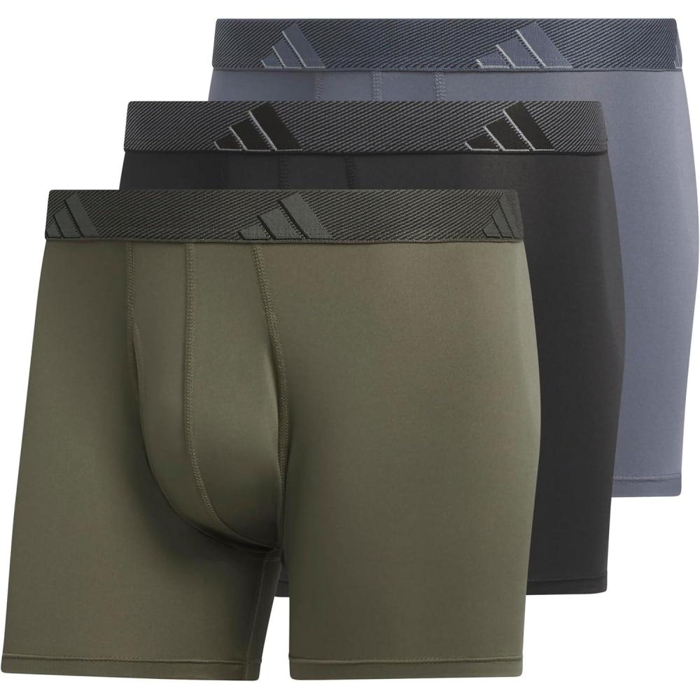 imageadidas Mens Stretch Cotton Boxer Brief Underwear 3Pack 2020Olive Strata GreenBlackOnix GreyMicrofiber