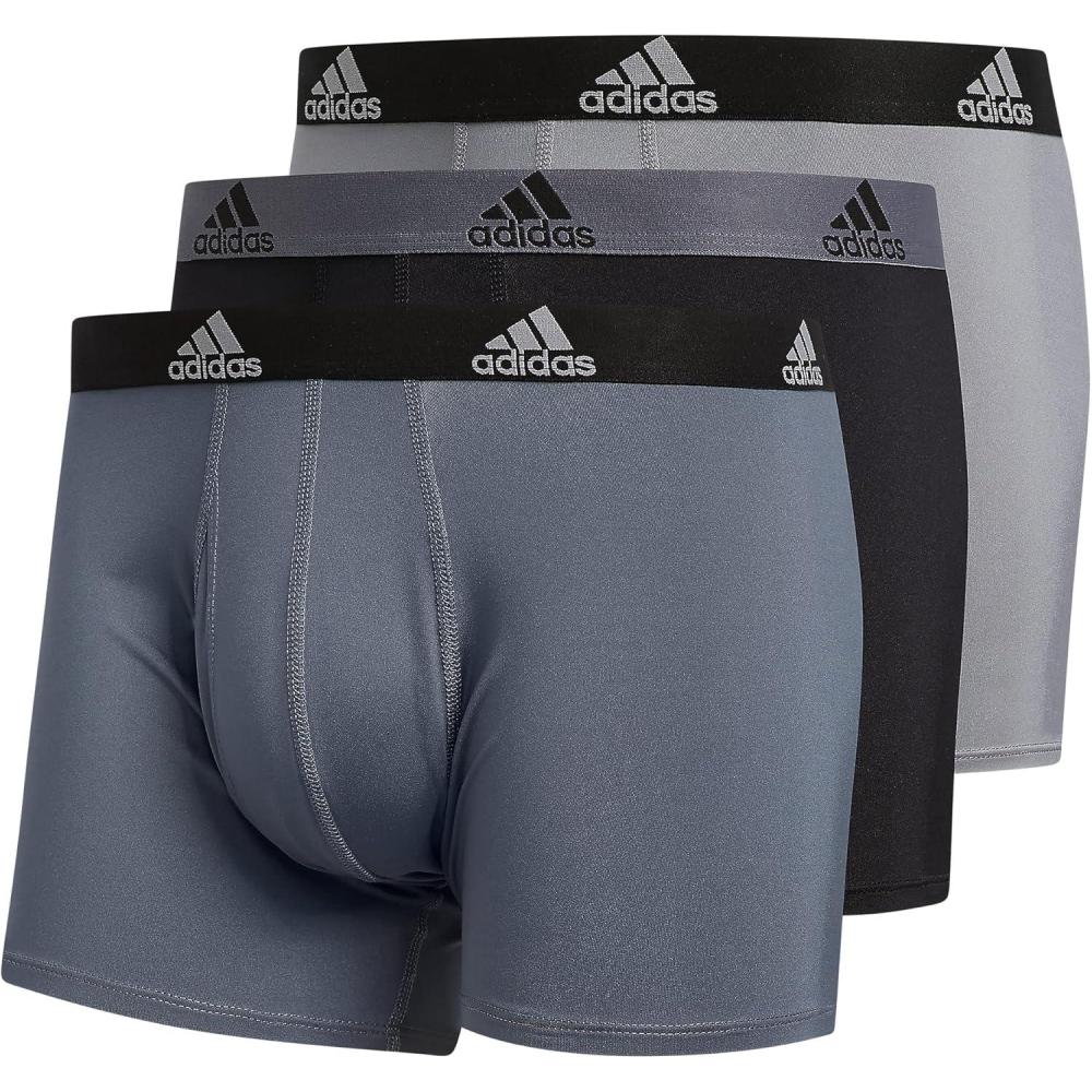 imageadidas Mens Stretch Cotton Boxer Brief Underwear 3Pack 2020Onix GreyBlackGreyPerformance