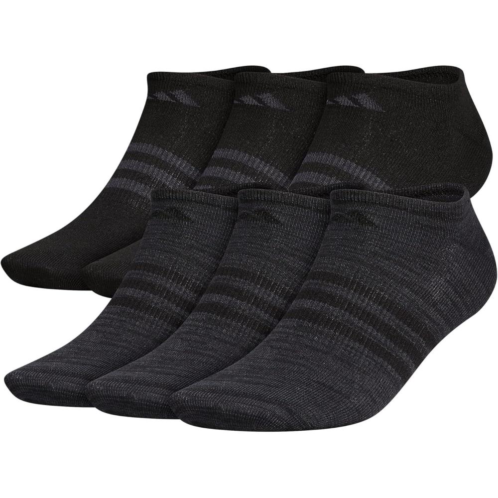imageadidas Mens Superlite No Show Socks with Arch Compression Athletic Durable Lightweight Breathable 6PackBlackNight Grey20