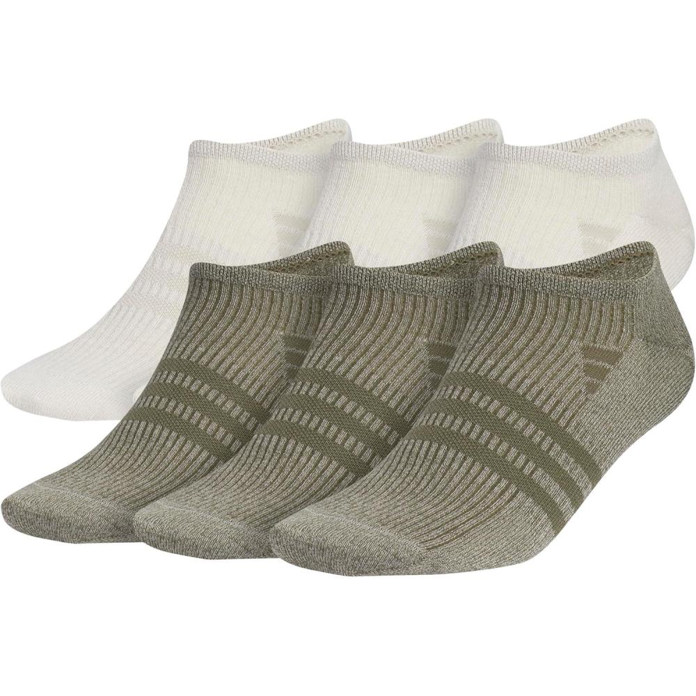 imageadidas Mens Superlite No Show Socks with Arch Compression Athletic Durable Lightweight Breathable 6PackOff WhitePutty GreyOlive Strata Green