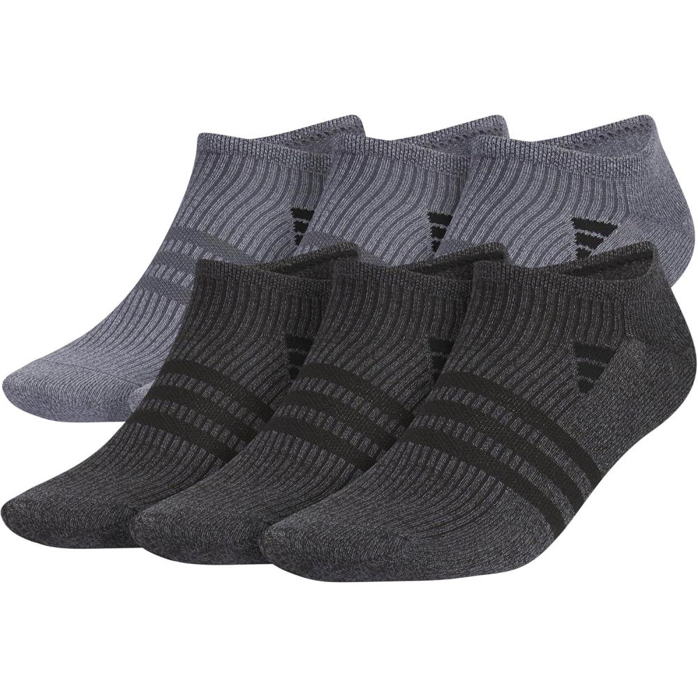 imageadidas Mens Superlite No Show Socks with Arch Compression Athletic Durable Lightweight Breathable 6PackOnix GreyBlack