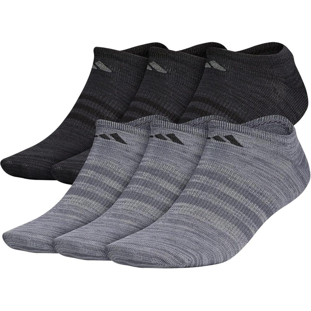 imageadidas Mens Superlite No Show Socks with Arch Compression Athletic Durable Lightweight Breathable 6PackOnix GreyGreyBlack