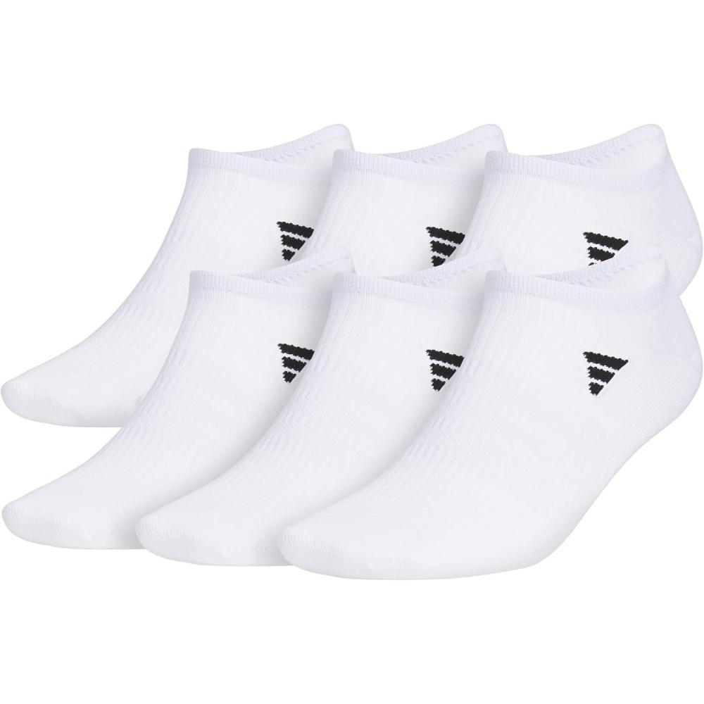 imageadidas Mens Superlite No Show Socks with Arch Compression Athletic Durable Lightweight Breathable 6PackWhiteBlack30