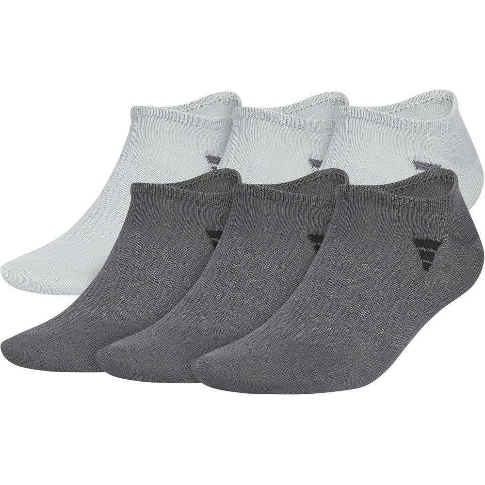 imageadidas Mens Superlite No Show Socks with Arch Compression Athletic Durable Lightweight Breathable 6PackWonder Sage GreenGrey Six