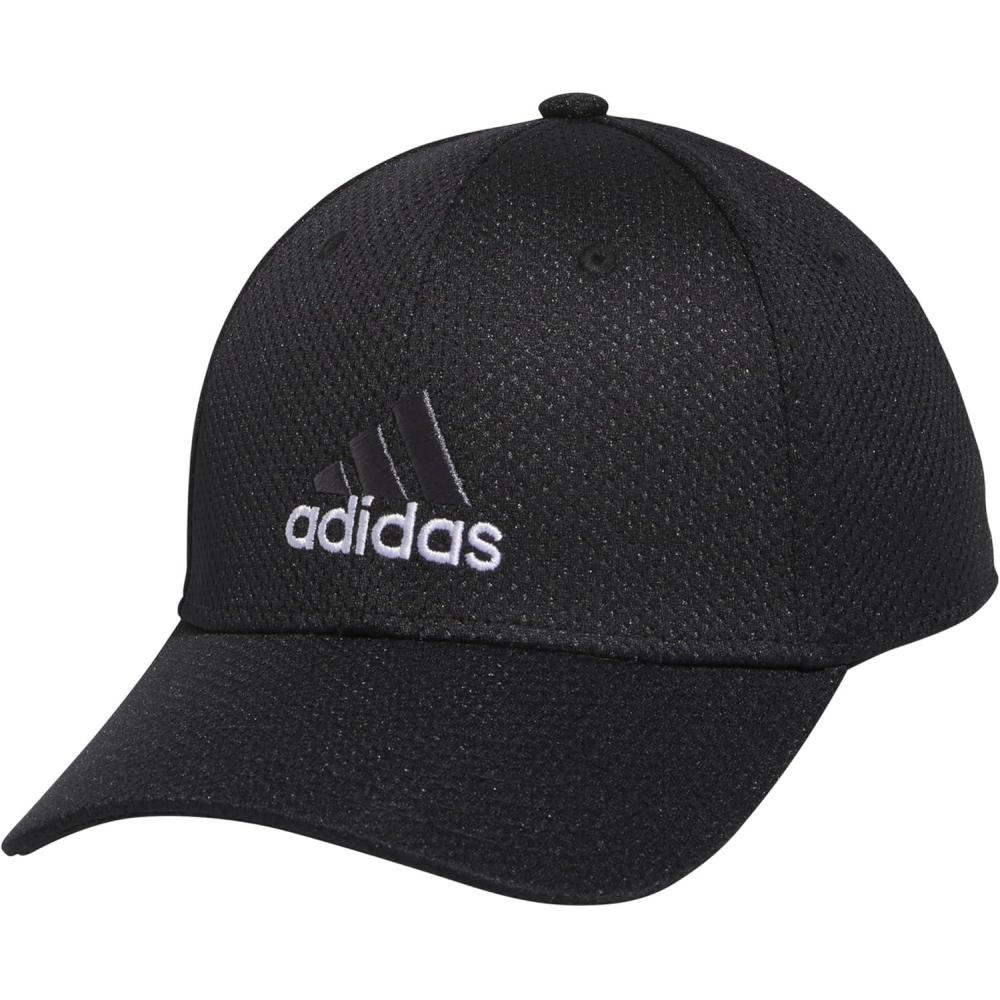imageadidas Mens Zags 20 Structured Mid Crown AFlex Stretch Fit HatBaseball CapBlackWhite