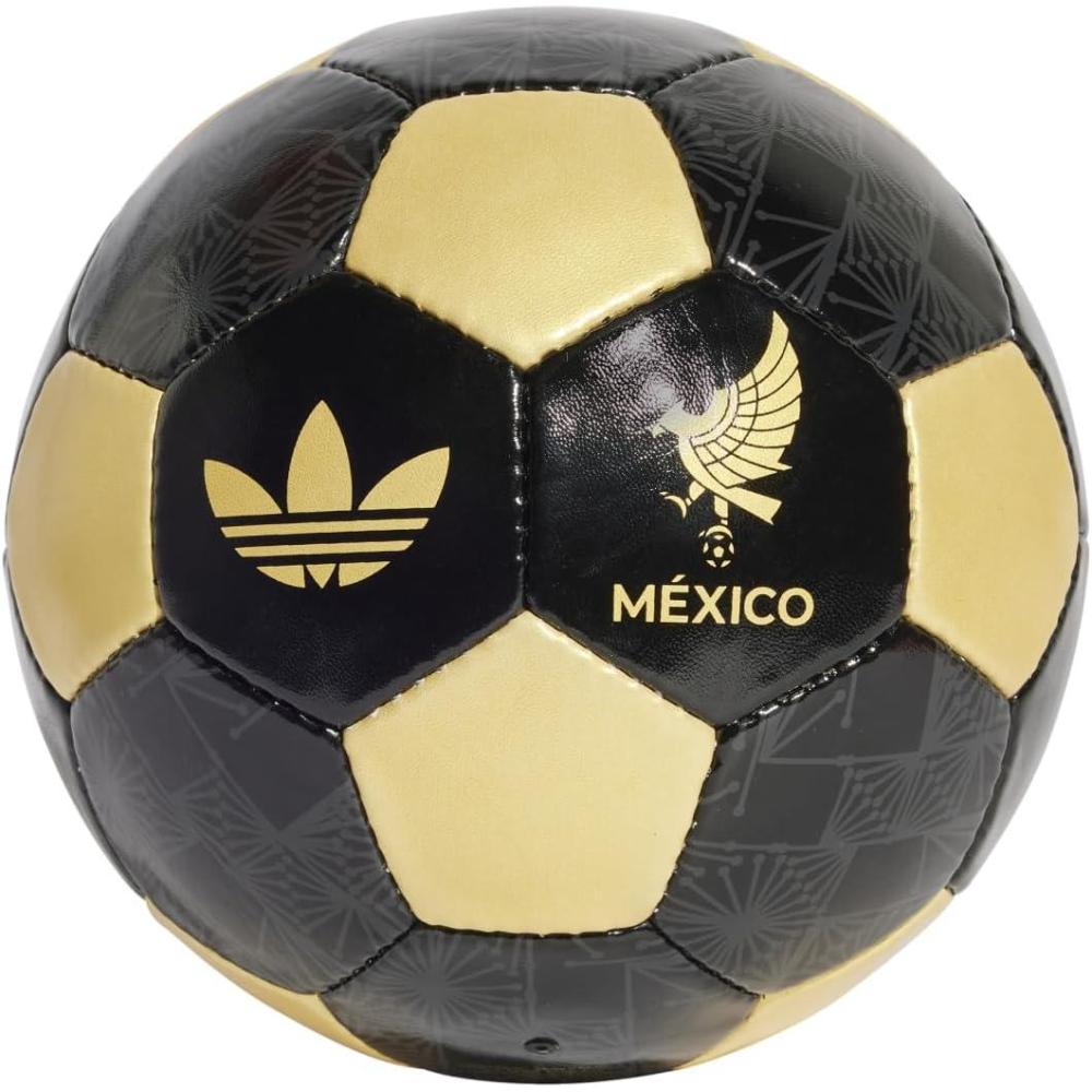 imageadidas Mexico Gold Kit Club Soccer Ball Special Collection Soccer Ball in Black and Gold Colors with Trefoil and Team Badge Size 5 Requires Inflation