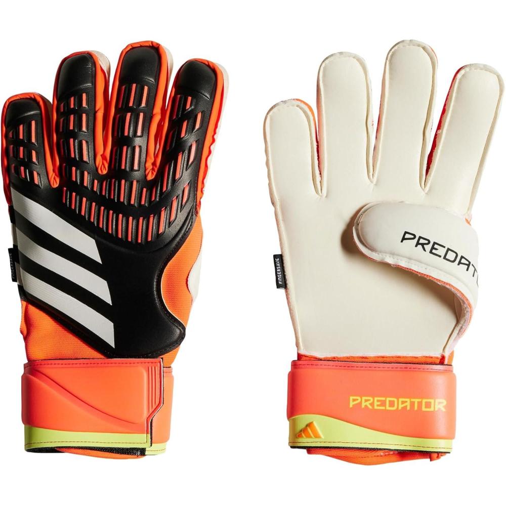 imageadidas Predator Match Fingersave Goalie Soccer GlovesBlackSolar RedSolar Yellow