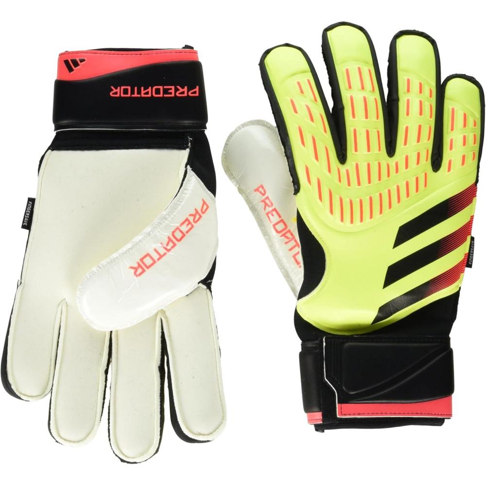 imageadidas Predator Match Fingersave Goalie Soccer GlovesSolar YellowBlackSolar Red