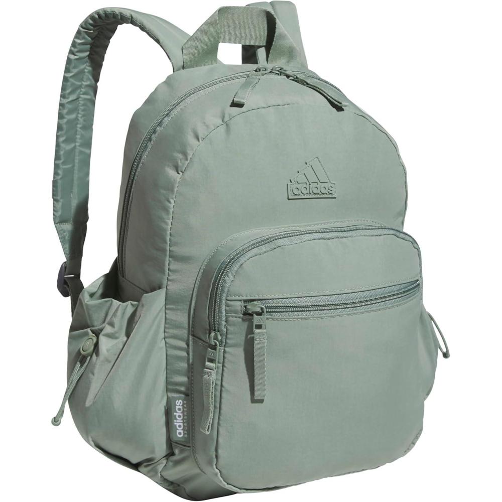imageadidas Small Backpack for Women  Weekender Lightweight Bag with Laptop Sleeve Metal Grey One SizeSilver Green