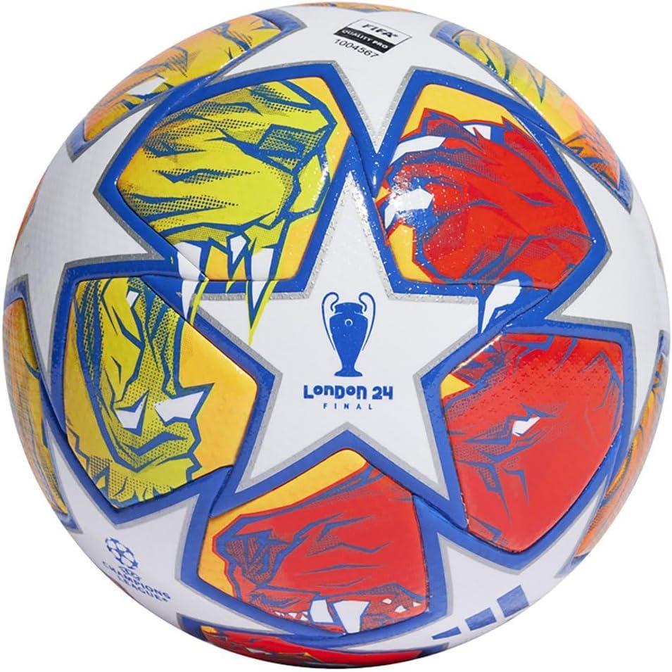 imageadidas UEFA Champions League FIFA Quality Pro Match Ball IN9340 Unisex Soccer Ball WhiteGlow BlueFlash Orange 5