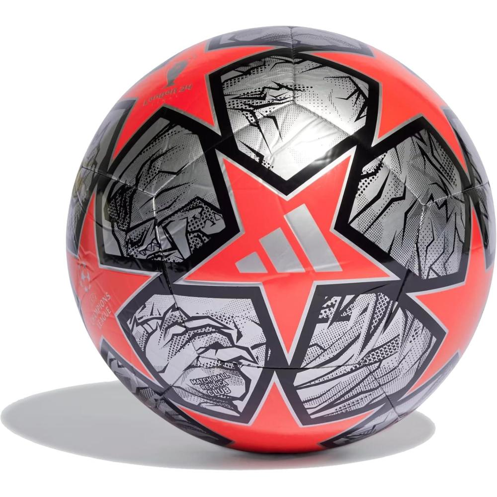 imageadidas UEFA Champions League Soccer BallSilver MetallicSolar RedBlack