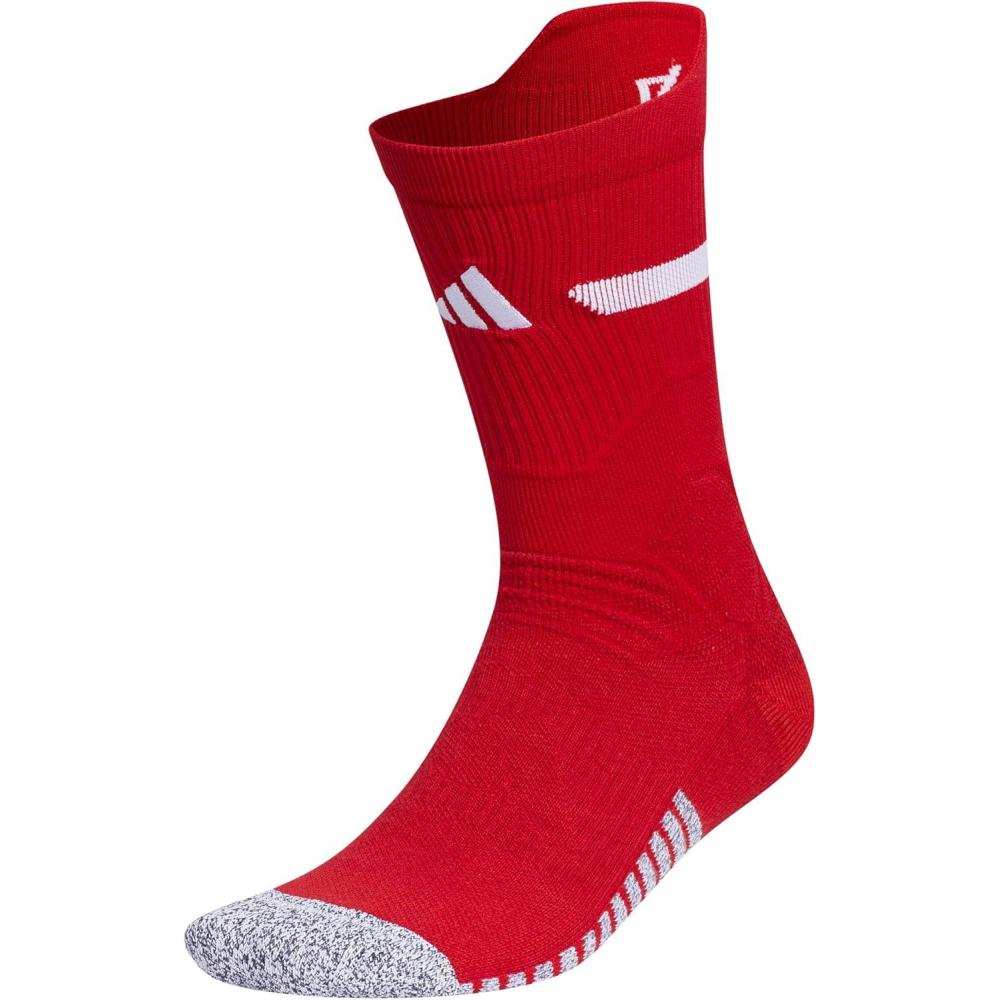 imageadidas Unisex Adizero Football Socks 1 Pair Cushioned Crew for Men Women Kids Team SportsPower RedWhite 20