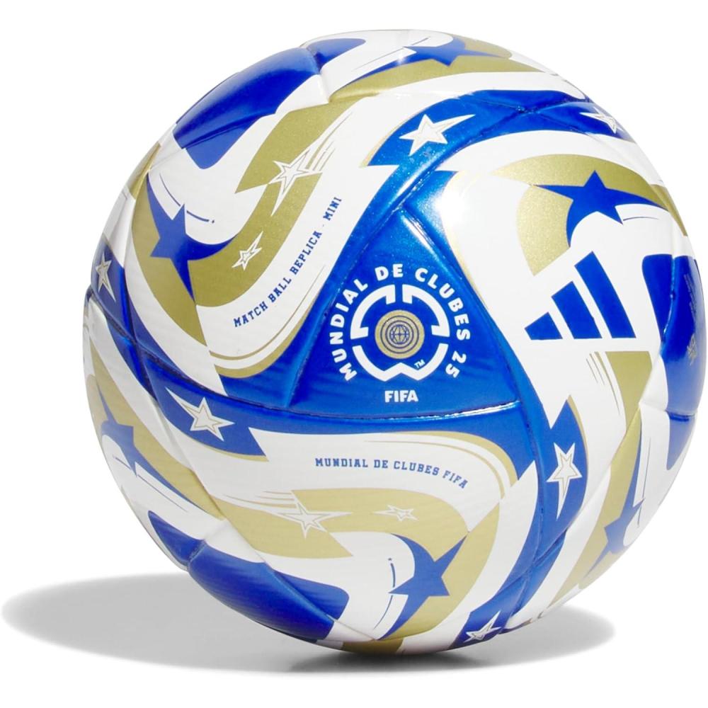 imageadidas UnisexAdult FIFA Club World Cup Mini Soccer Ball WhiteMaster BlueGold MetallicDark Blue 1