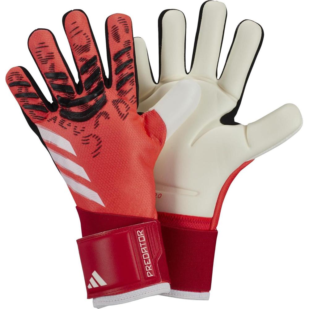 imageadidas UnisexKids Pro Predator Goalie Soccer GlovesLucid RedBlackWhite
