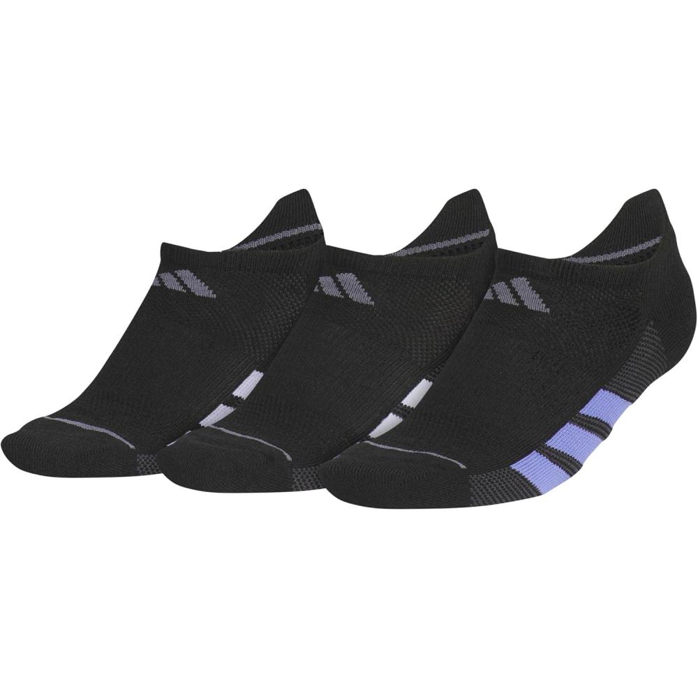 imageadidas Womens All Day Training No Show Socks 3Pair athletic performance below ankle height running socksBlackViolet Tone PurpleWhite