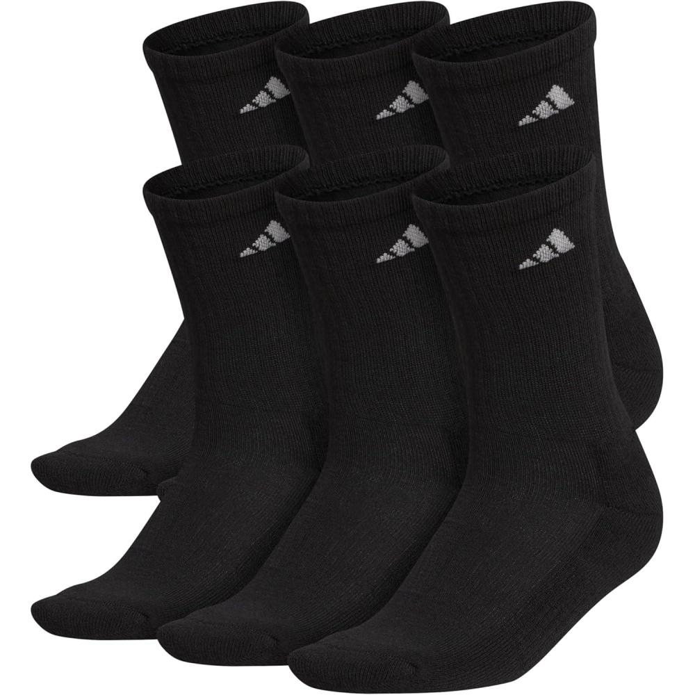 imageadidas Womens Athletic Cushioned Crew Socks with Arch Support 6Pack Durable MoistureWickingBlack