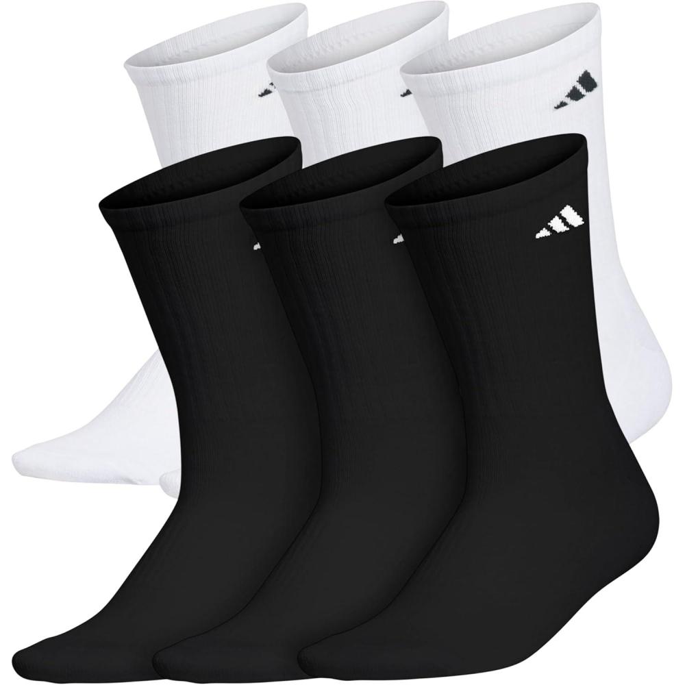 imageadidas Womens Athletic Cushioned Crew Socks with Arch Support 6Pack Durable MoistureWickingWhiteBlackWhite