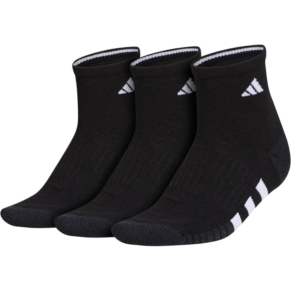 imageadidas Womens Cushioned Quarter Socks 3Pair with Arch CompressionBlackNight GreyWhite