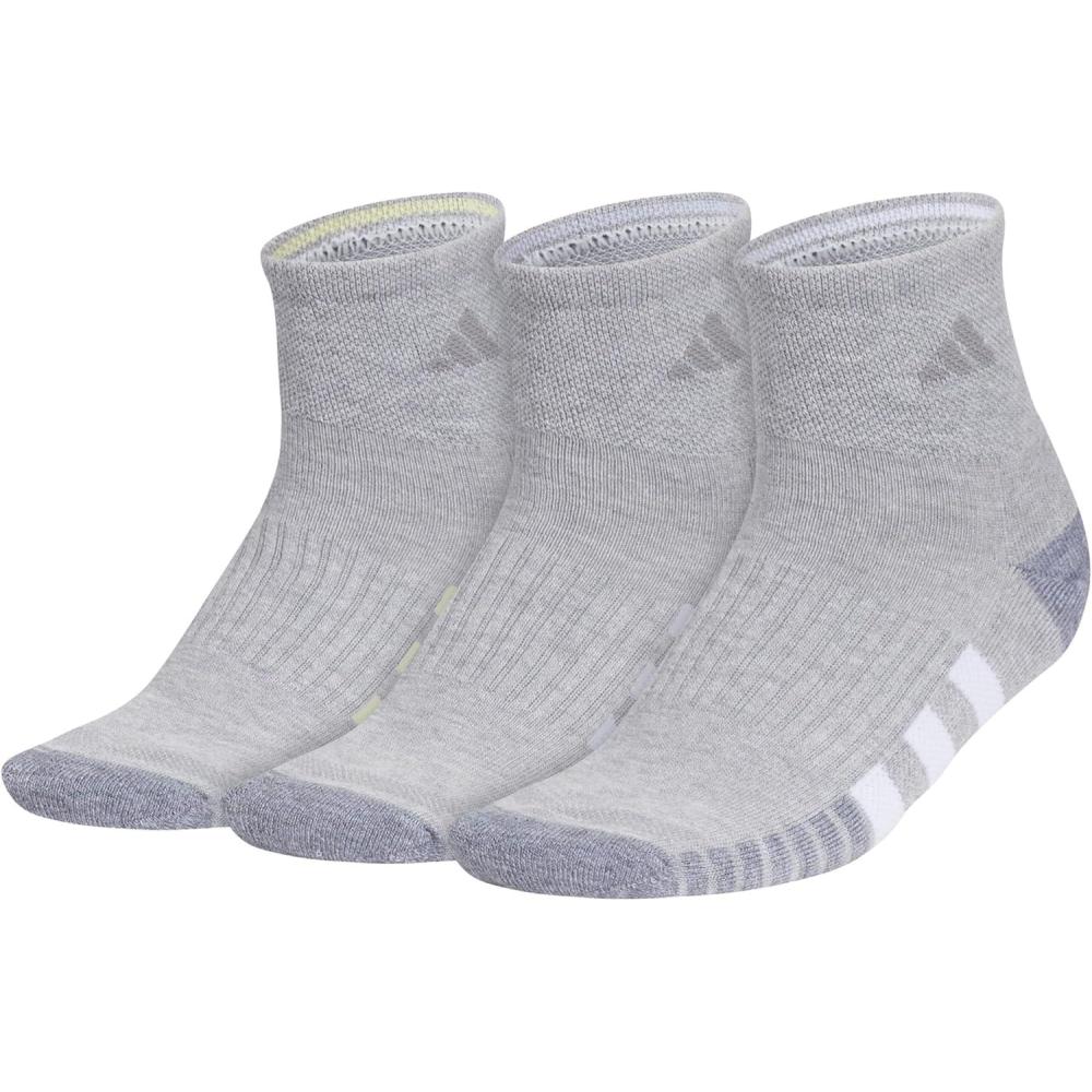 imageadidas Womens Cushioned Quarter Socks 3Pair with Arch CompressionCool Light HeatherPowder YellowViolet Tone Purple
