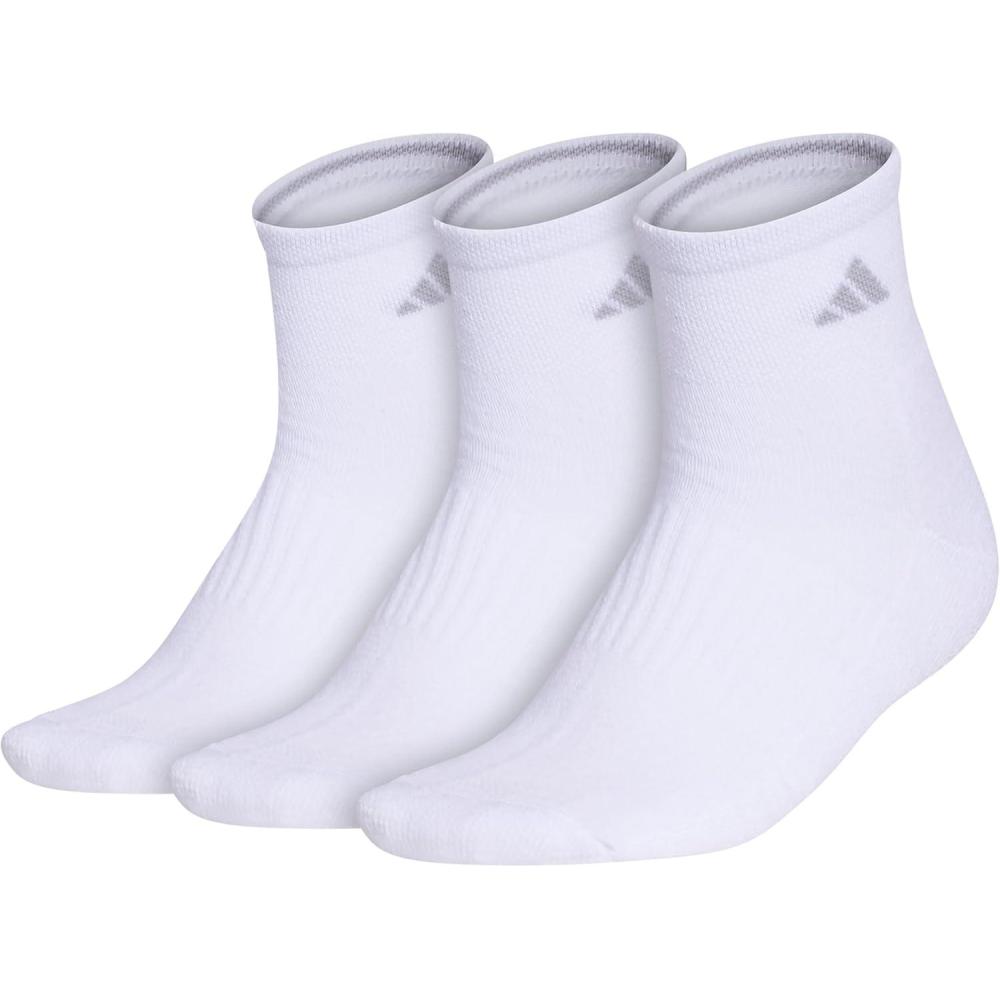 imageadidas Womens Cushioned Quarter Socks 3Pair with Arch CompressionWhiteClear Onix Grey