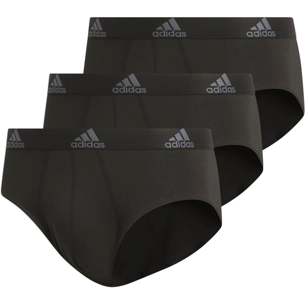 imageadidas mens Performance Stretch Cotton Brief Underwear 3pack Designed for Active Comfort and All Day WearBlackOnix Grey