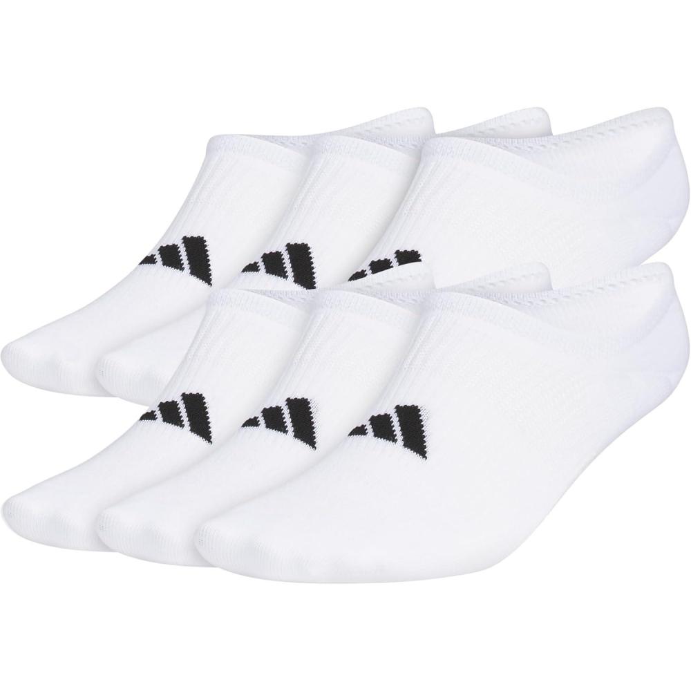 imageadidas mens Superlite 30 Super No Show Socks 6pair Ultra Lowprofile Arch Compression for Secure FitWhiteBlack